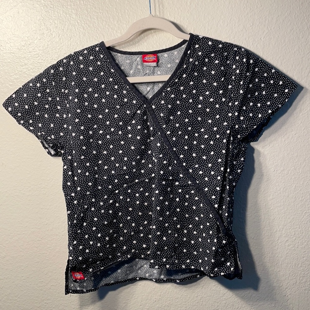 Cute dickies scrub black and white pattern hearts